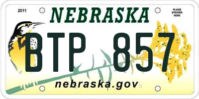 NE license plate BTP857