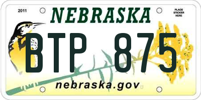 NE license plate BTP875