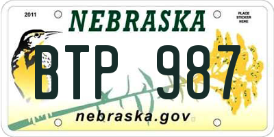 NE license plate BTP987