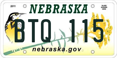 NE license plate BTQ115