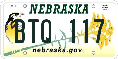NE license plate BTQ117