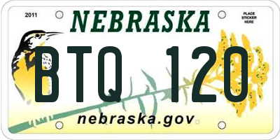 NE license plate BTQ120