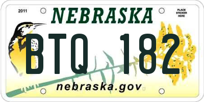 NE license plate BTQ182
