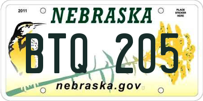 NE license plate BTQ205