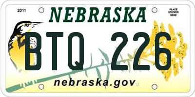 NE license plate BTQ226