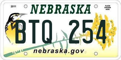 NE license plate BTQ254