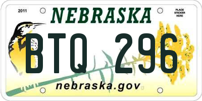 NE license plate BTQ296