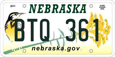NE license plate BTQ361