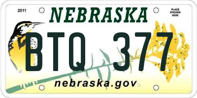 NE license plate BTQ377