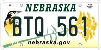 NE license plate BTQ561