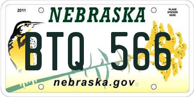 NE license plate BTQ566