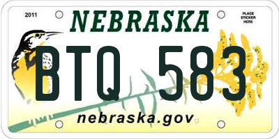 NE license plate BTQ583