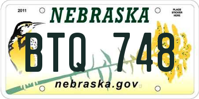 NE license plate BTQ748