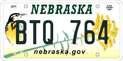 NE license plate BTQ764