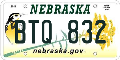NE license plate BTQ832
