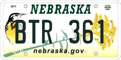 NE license plate BTR361