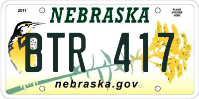 NE license plate BTR417
