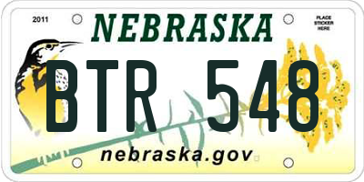 NE license plate BTR548