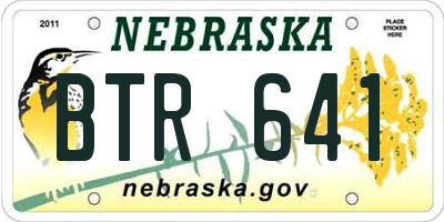 NE license plate BTR641