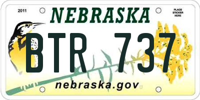 NE license plate BTR737