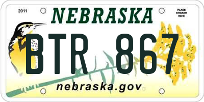 NE license plate BTR867