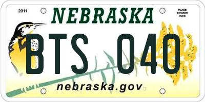 NE license plate BTS040