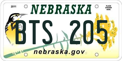 NE license plate BTS205