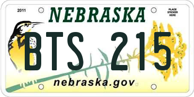 NE license plate BTS215
