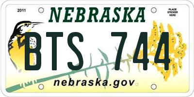 NE license plate BTS744