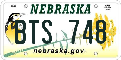 NE license plate BTS748
