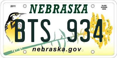 NE license plate BTS934