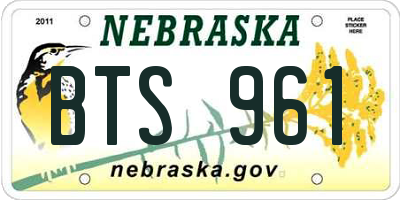 NE license plate BTS961