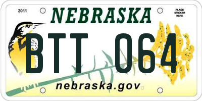 NE license plate BTT064
