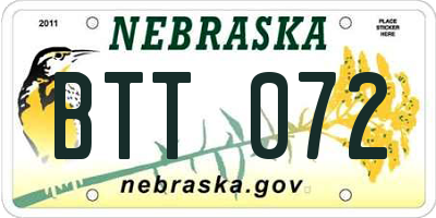 NE license plate BTT072