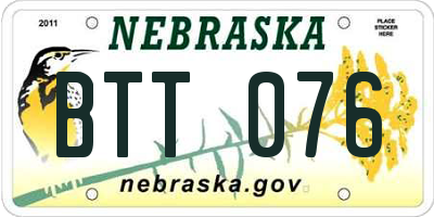 NE license plate BTT076