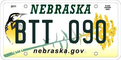 NE license plate BTT090