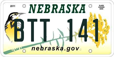 NE license plate BTT141