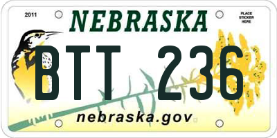 NE license plate BTT236