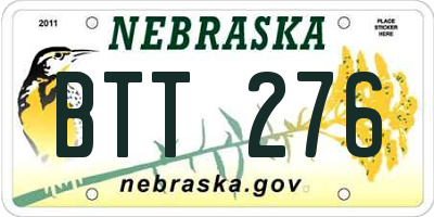 NE license plate BTT276