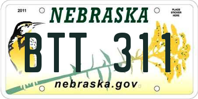 NE license plate BTT311
