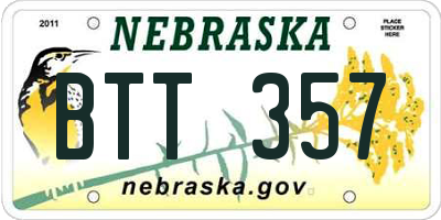 NE license plate BTT357