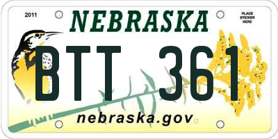 NE license plate BTT361