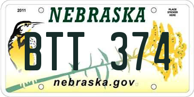 NE license plate BTT374