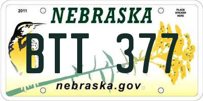 NE license plate BTT377