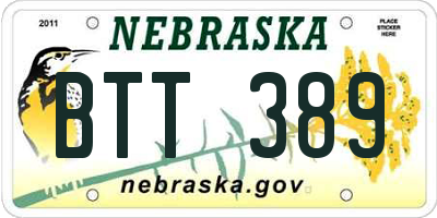 NE license plate BTT389