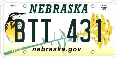 NE license plate BTT431