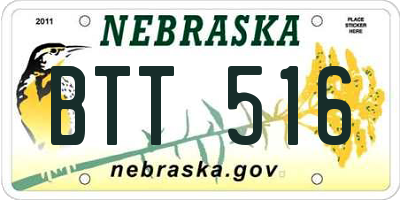 NE license plate BTT516
