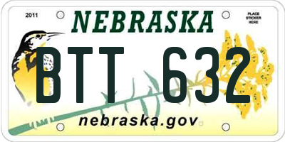 NE license plate BTT632