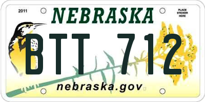 NE license plate BTT712