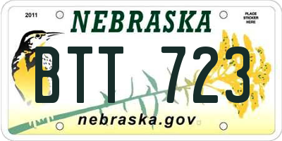 NE license plate BTT723
